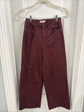 Wide Leg Jeans in Burgundy